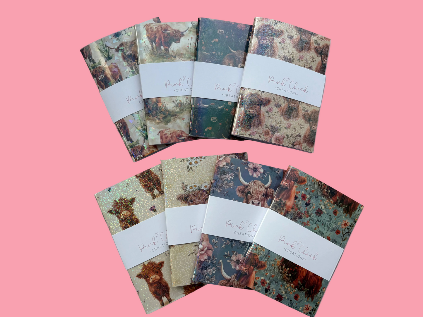 Mystery Highland Cow Notebook – Handmade Pocket Notebook (One of a Kind Cover)